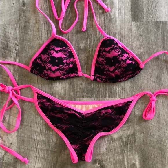 chynna dolls Other - Chynna Doll neon pink lacey scrunch butt bikini S